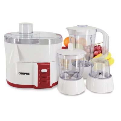 Geepas 4-in-1 Food Processor GSB9890 |600W Powerful Motor, 2 Speed with Pulse Control, Safety Interlock System, Circular Feed Tube, Durable Stainless Steel Filter & Blade