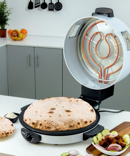 Geepas GBM63037 Arabic Bread Maker | 40cm Large Baking Plate for Perfect Arabic Bread, Pita & Flatbreads |Adjustable Temperature, Non-Stick Coating, Cool-Touch Handles