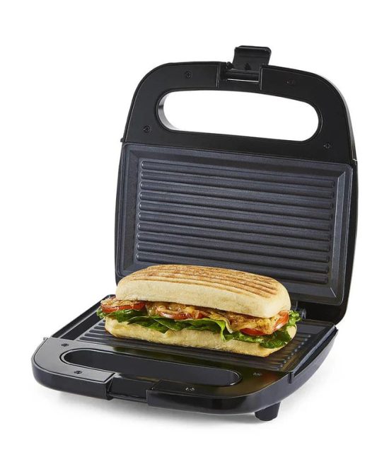 Geepas GGM6001 Stainless Steel Grill Maker | 2 Slice Capacity| 750W Power| Non-Stick Plates| Overheat Protection| Power Indicator| Easy to Clean| 2 Years Warranty