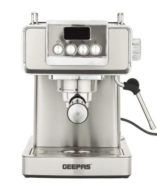 Geepas GCM41520 Espresso Coffee Machine | 20 Bar High-Pressure ULKA Pump, 1.8L Detachable Water Tank| Professional Frothing Function| Dual Cup Filter | 2 Years Warranty