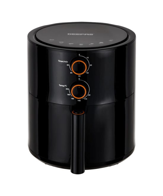 Geepas Air Fryer- GAF37513/ 4.0 L Pot, Non-Stick Coating, with Vortex Frying Technology/ Multiple Function, 1-60 Min Timer, Temperature 80-200 Degree Celsius, Black