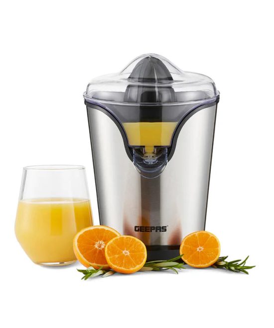 Geepas GCJ46013UK Citrus Juicer |Durable Stainless Steel Housing |Anti-Drip Spout for Mess-Free Serving |2 Cone Design |Anti-Dust Cover | 100W |Orange & Lemon Juice Maker