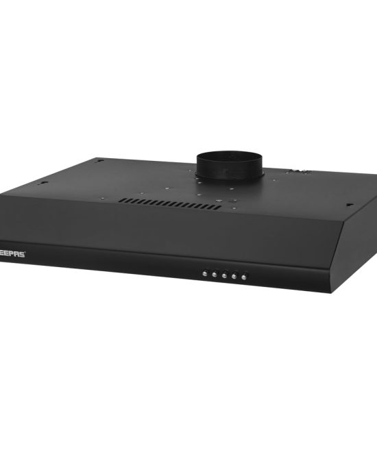 Geepas Slim Hood GHD625BCS | Stylish Black Slim Kitchen Hood | 80W Motor| 3 Speed Push Button Control | 200 m³/h Suction Power| Charcoal Filter | 1 Year Warranty