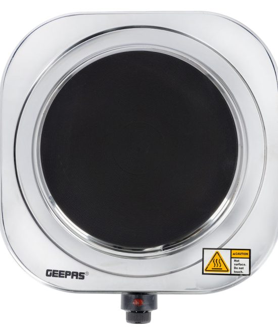 Geepas Stainless Steel Single Hot Plate GHP32023 | 1500W Powerful Heating | 185mm Solid Plate | Adjustable Temperature | Auto Thermostat Function | Overheat Protection