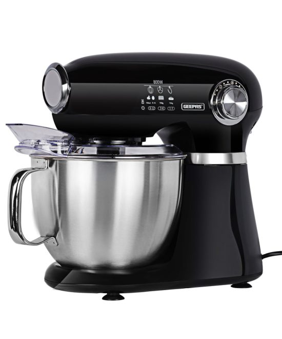 Geepas GSM43013 3-in-1 Stand Mixer 5L | 800W, 7-Speed Kitchen Mixer | Stainless Steel Bowl | 3-in-1 functionality | Stainless steel wire whisk attachment |Tilt-head design