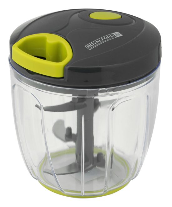 Royalford RF9785 Multi-Purpose Pull Chopper| 900ml Capacity, 5PCS Stainless Steel Blades, Durable ABS Handle & PP Lid, Egg Beater Attachment |Manual BPA-Free Food Chopper
