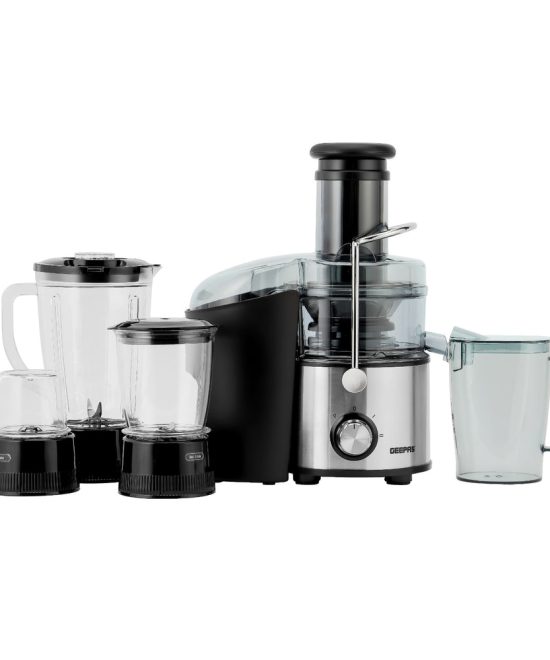 Geepas GSB44016 4-in-1 Stainless Steel Blender & Juice Extractor | 800W Motor | 2 Speed with Pulse | 2L Pulp Container | 1.1L Juice Cup | 1.5L Jar | 2 Years Warranty