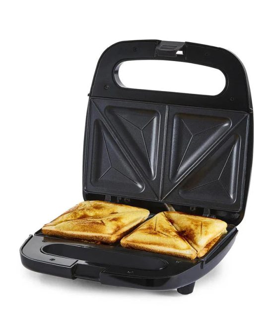 Geepas 2-Slice Sandwich Maker | 700W Powerful Sandwich Toaster with Non-Stick Plates| Cool-Touch Handle| Indicator Lights| Easy Cleaning| Compact Design| 2 Years Warranty