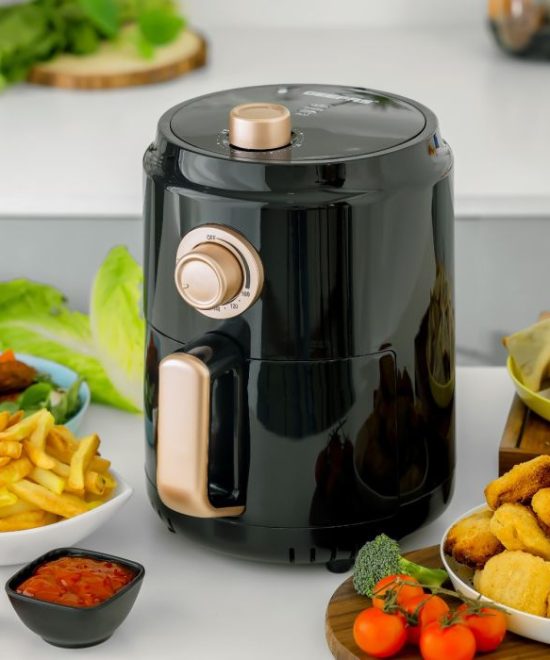 Geepas Air Fryer- GAF37516N| 1200W| 1.8 L Capacity| VORTX Air Frying Technology| Oil Free Cooking| Adjustable Timer and Temperature| 1-30 Minutes Timer| 2 Years Warranty