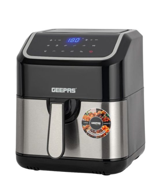 Geepas Digital Air Fryer- GAF37527UK/5.0 L Pot, with Vortex Technology/Digital Display, Touch Screen, Multiple Function, 1-60 Min Timer, Temperature 50-200 Degree Celsius