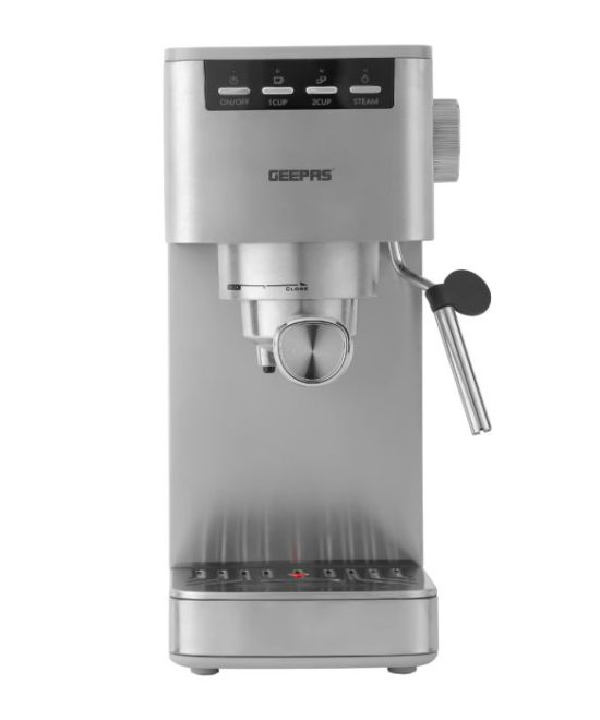 Geepas GCM1415SS Coffee Machine |20 Bar Pressure Pump| Professional Steam System| 1.5L Water Tank |Brew Espresso, Cappuccino, Latte, Mocha & More at Home|2 Years Warranty