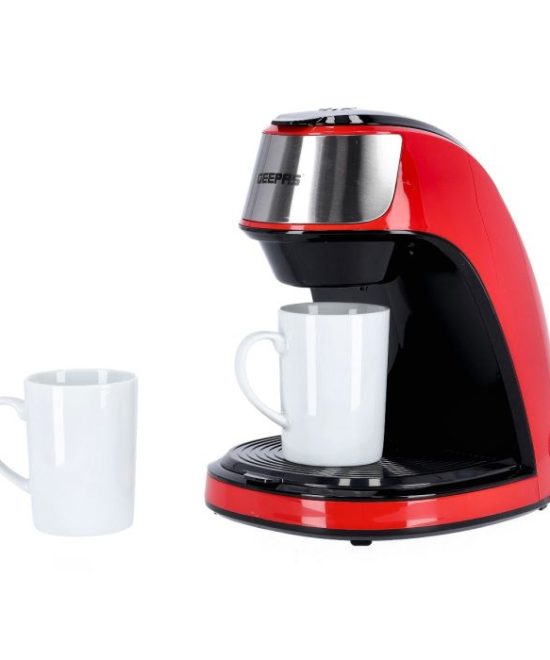 Geepas GCM41508 Coffee Maker | 450W Compact Coffee Machine with Transparent Water Tank| Anti-Drip Function| On/Off Switch| Filter Basket| Easy Cleaning & Durable Design