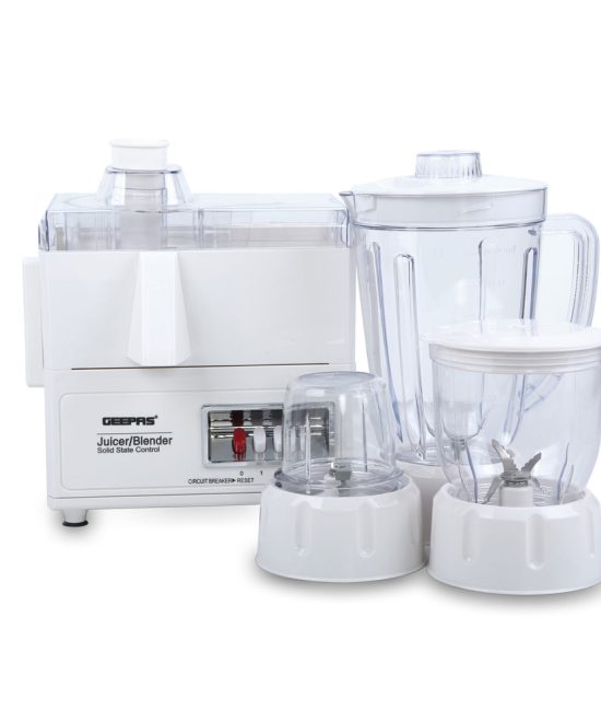 Geepas 4-in-1 Food Processor & Juicer GSB2031 | Multi-Functional Smoothie Maker, Juicer, Compact Electric Blender, Chopper & Grinder | 1.6L Jar | 2 Years Warranty