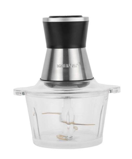 Geepas GMC42021 2L Multi Chopper |500W | Titanium Blades, 2-Speed Control & Glass Bowl | Garlic peeler attachment | Metal connector with silicone gasket | 2-YearWarranty