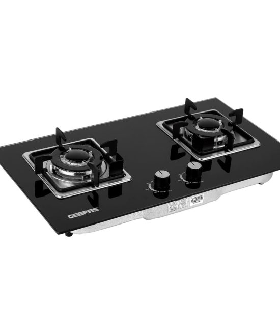Geepas GGC31018 2-In-1 Built-In Gas Hob | Premium Tempered Glass Panel | Sabaf Burners | Automatic Ignition System & Low Gas Consumption for Modern Kitchens