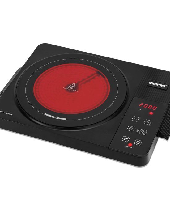 Geepas Digital Infrared Cooker GIC6101 | 2000W High Power Electric Cooker| Touch Control | Digital Display| Large Heating Plate| Multi Functions | 2 Year Warranty