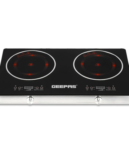Geepas Digital Infrared Cooker GIC6131 |3600W Double Cooking Hob | Dual Ceramic Plates| Touch & Knob Control| Digital Display| Timer| Safety Protection| 2 Years Warranty