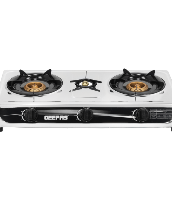 Geepas GGC31032 Stainless Steel Gas Cooker | 2 Burner Stove| Auto Piezo Ignition | Flame Failure Safety | Cast Iron Mixing Tube | Low Gas Consumption |Durable Design