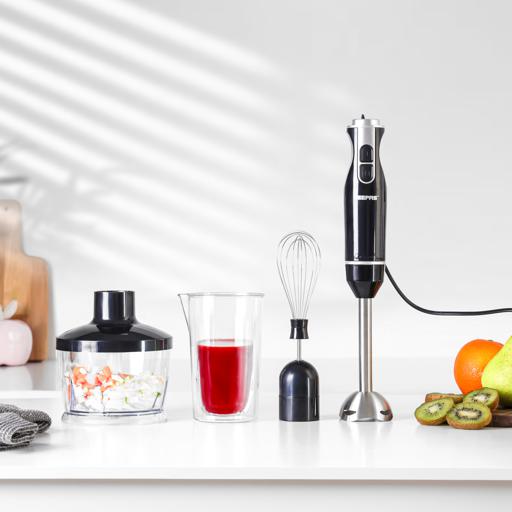 Geepas GHB43023 4-in-1 Hand Blender | 400W | 600ml Cup| 500ml Chopper| Whisk & Detachable Stainless Steel Shaft | 2 Speed Control| Easy to Clean | 2 Years Warranty