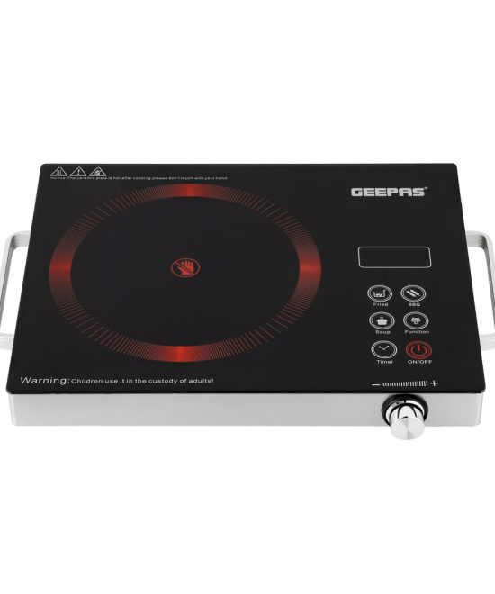 Geepas GIC6920 Digital Infrared Cooker | 2200W | Touch Control | 4-Digit LED Display | 10 Power & Temperature Levels | Ceramic Heating Element | Timer & Child Lock