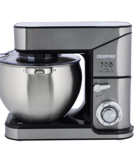 Geepas GSM43041 Kitchen Machine | 10L Capacity Stainless Steel Bowl Stand Mixer| 2000W 6 Speed Control | 3 Mixing Tools Whisk, Beater & Dough Hook| 2 Years Warranty
