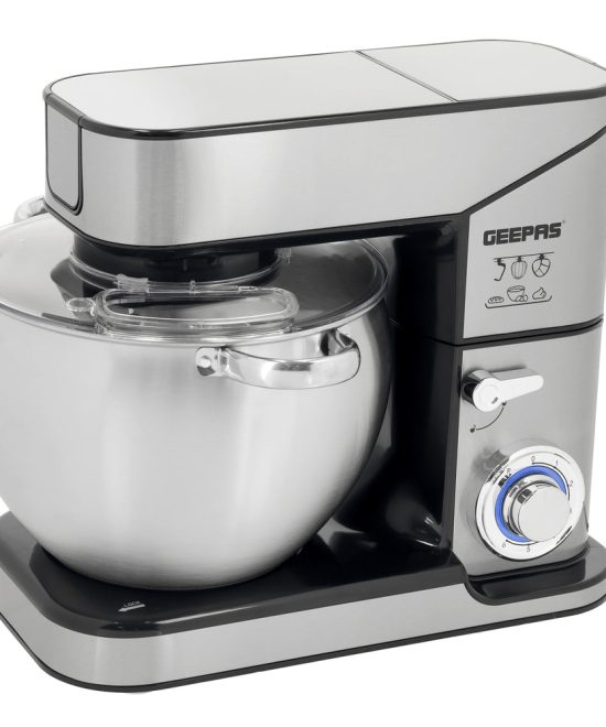 Geepas Multi-Function Kitchen Machine GSM43044 | 2000W Stand Mixer | 10L Bowl | 1.5L Glass Blender Jar | Meat Grinder | 6 Speed Control | Safety Lock| 2 Years Warranty