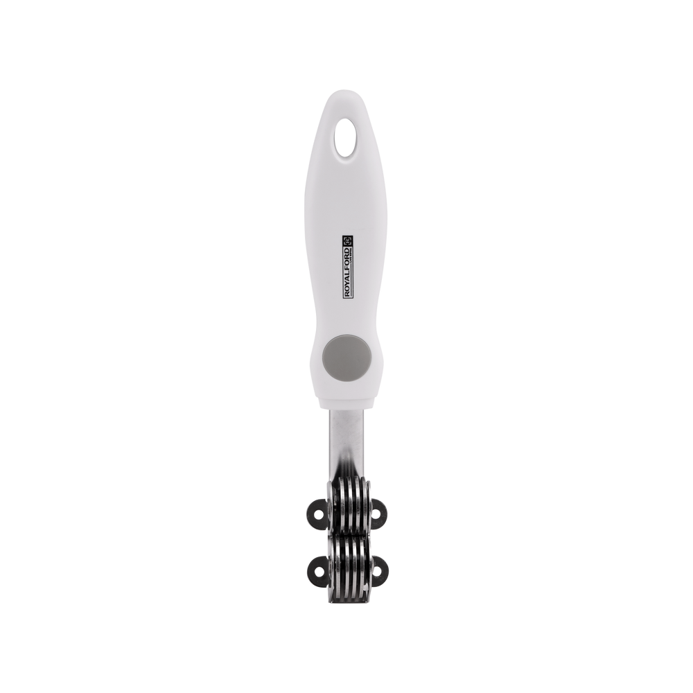 Royalford RF1651-KS Knife Sharpener| stainless steel dual wheels ensures quick & precise sharpening| ergonomic ABS+TPR handle, non-slip grip, durable & easy to use |