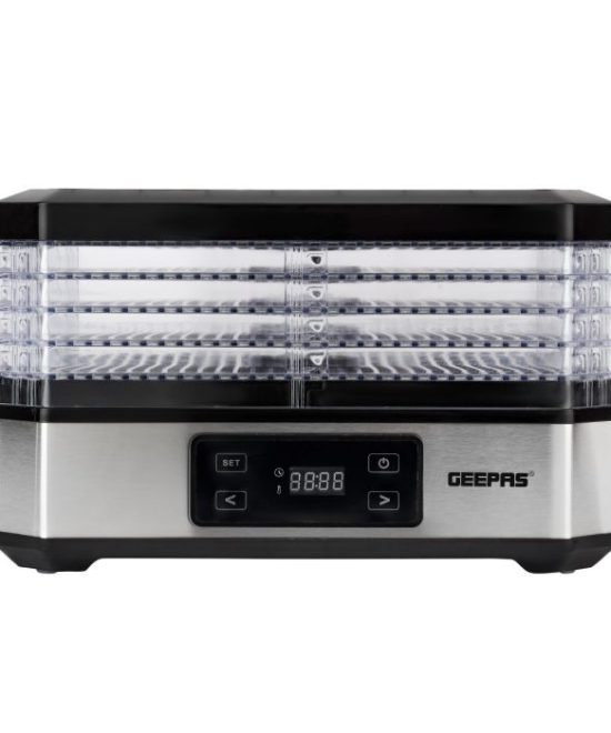 Geepas Digital Food Dehydrator GFD63013UK | 500W | 5 Stackable Trays | Adjustable Temperature |48H Timer |Perfect for Preserving Fruits, Vegetables Etc |2 Years Warranty